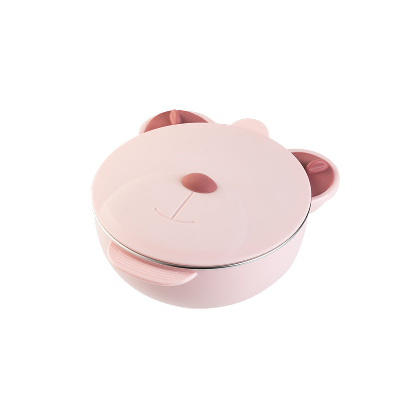 Bol termic copii, inox, autoderapant, compartimentat, roz
