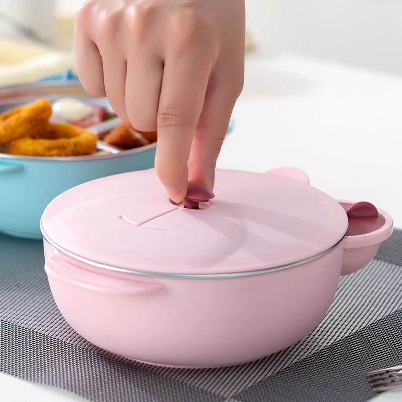 Bol termic copii, inox, autoderapant, compartimentat, roz