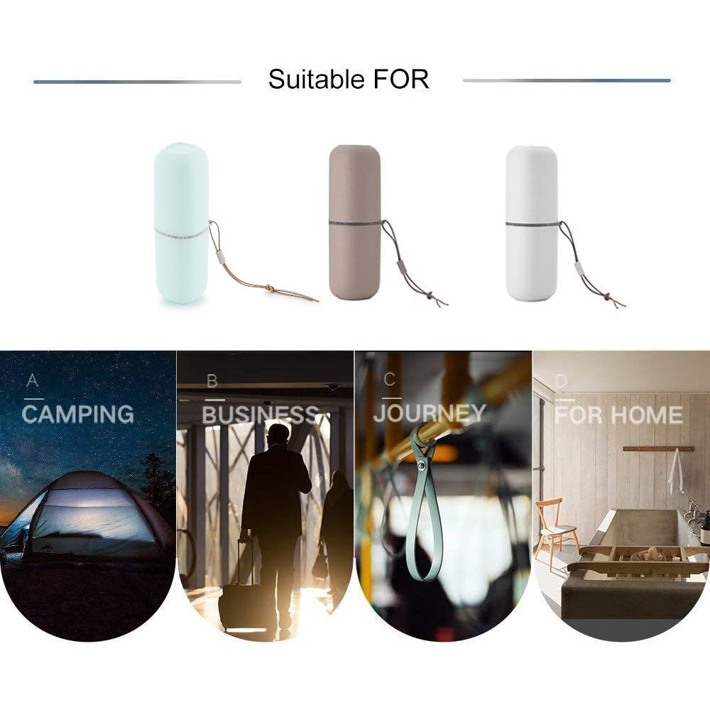 Cutie protectie si transport pentru periuta si pasta de dinti, etui voiaj, organizator portabil, Gri deschis