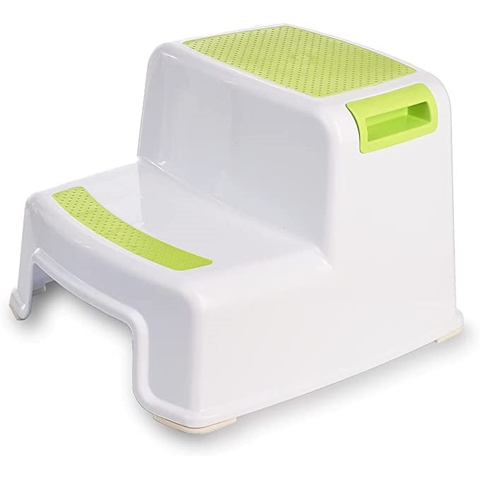 Scaunel înălțător copii în două trepte multifunctional pentru toaletă , baie și bucătărie, Taburet, Scară, Verde