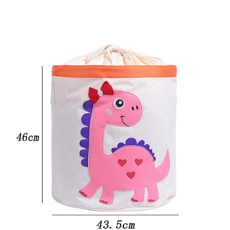 Cos pliabil cu capac pentru depozitare jucarii sau haine, DARO®, 43.5X46cm, 65 l, Dinozaur Roz BEE FELT