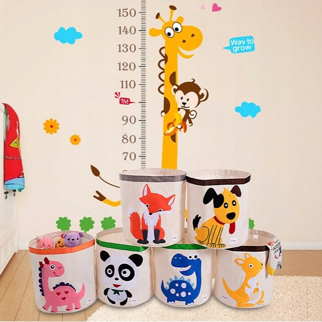 Cos pliabil cu capac pentru depozitare jucarii sau haine, DARO®, 43.5X46cm, 65 l, Dinozaur Roz BEE FELT