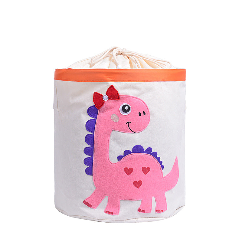 Cos pliabil cu capac pentru depozitare jucarii sau haine, DARO®, 43.5X46cm, 65 l, Dinozaur Roz BEE FELT