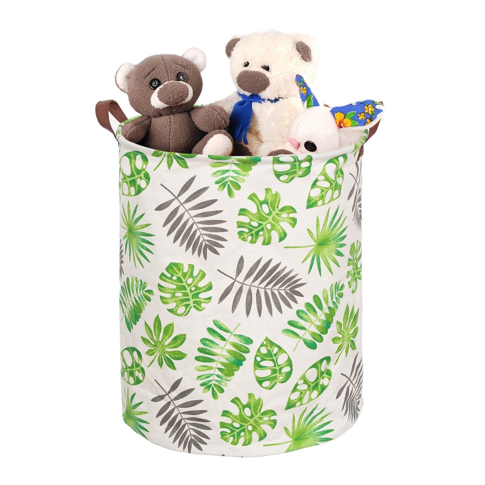 Cos pliabil pentru depozitare jucarii sau haine, 50X40cm, 80 l, Alb-Verde BEE FELT