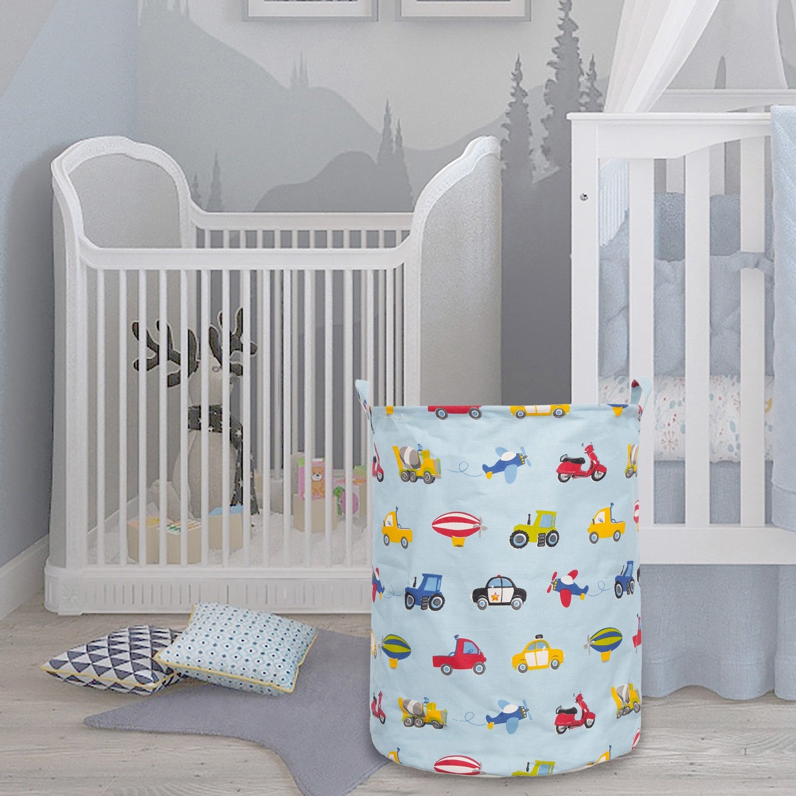 Cos pliabil pentru depozitare jucarii sau haine,50X40cm, 80 l, Masinute BEE FELT