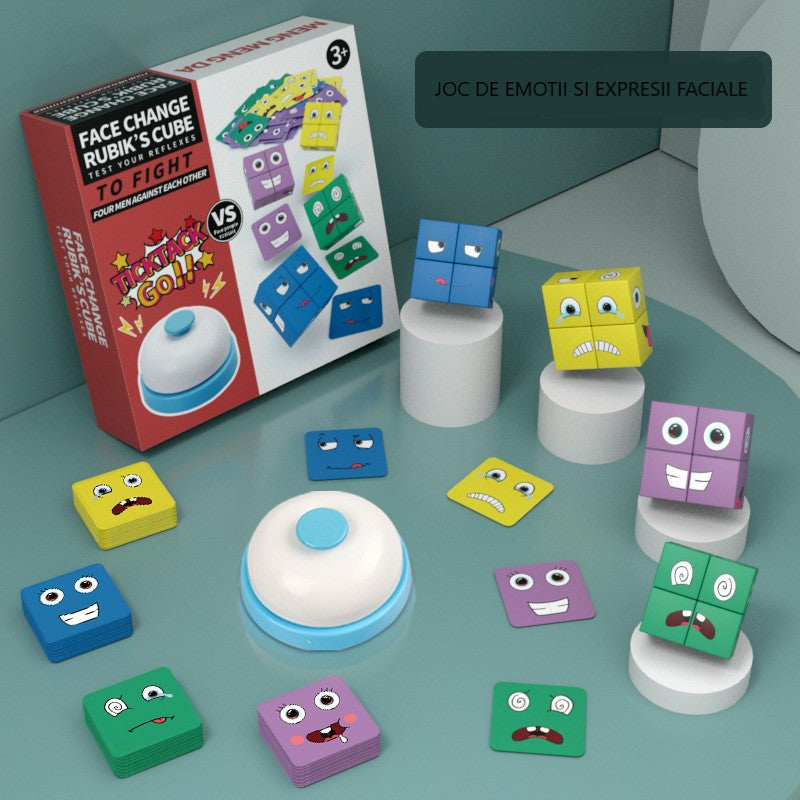 Joc educativ copii, puzzle lemn cu expresii faciale, face change BEE FELT