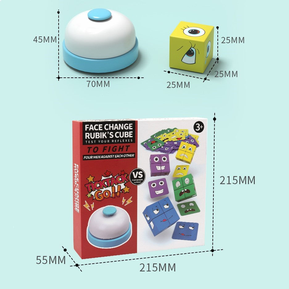 Joc educativ copii, puzzle lemn cu expresii faciale, face change BEE FELT