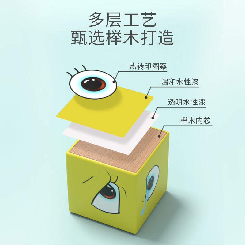 Joc educativ copii, puzzle lemn cu expresii faciale, face change BEE FELT