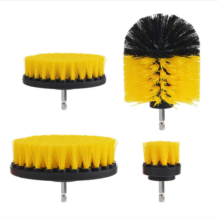 Set 4 perii rotative, de curatat suprafete, covoare, cu adaptor, diferite marimi, pentru bormasina BEE FELT
