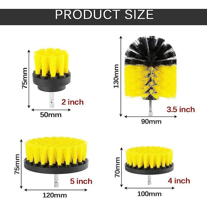 Set 4 perii rotative, de curatat suprafete, covoare, cu adaptor, diferite marimi, pentru bormasina BEE FELT