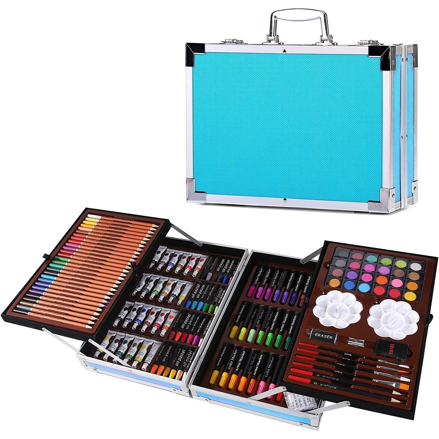 Set complet pentru desen si pictura,145 de piese, Albastru BEE FELT