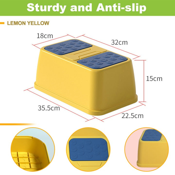 Scaun pentru toaleta, baie si bucatarie din plastic, antiderapant, Galben/Albastru