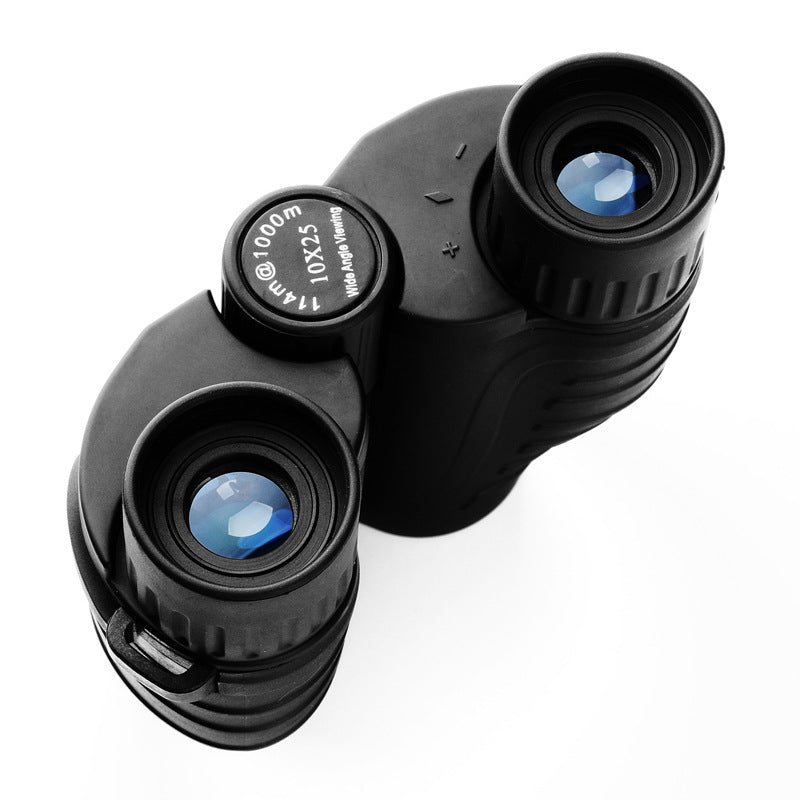 Binoclu pentru copii si adulti 10x25, Lentile Premium , Vedere Nocturna, Rezistent La Apa, Putere Mare De Focalizare Pentru Observarea Pasarilor, Vanatoare, Calatorii, Turism, Negru
