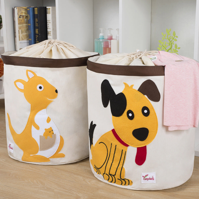 Cos pliabil cu capac pentru depozitare jucarii sau haine, DARO®, 43.5X46cm, 65 l, Caine BEE FELT