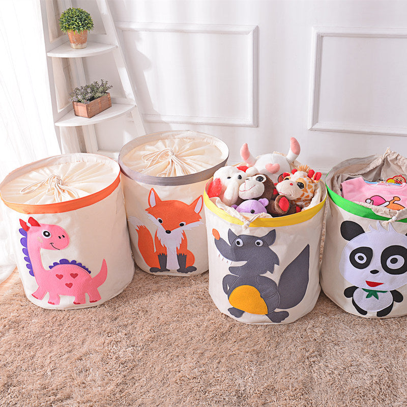 Cos pliabil cu capac pentru depozitare jucarii sau haine, DARO®, 43.5X46cm, 65 l, Dinozaur Roz BEE FELT