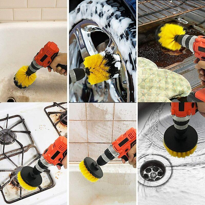 Set 4 perii rotative, de curatat suprafete, covoare, cu adaptor, diferite marimi, pentru bormasina BEE FELT