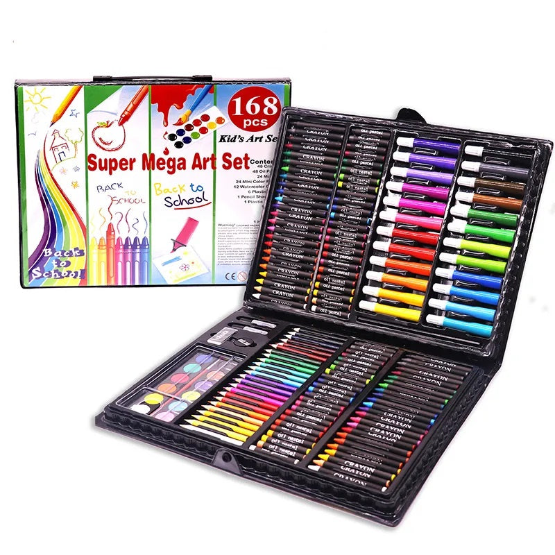 Set de pictura si desen pentru copii, 168 de piese, Negru BEE FELT